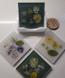 Square coaster set flowers
