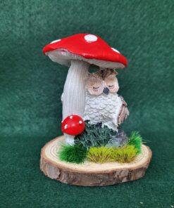 Mushroom Owl, wooden base