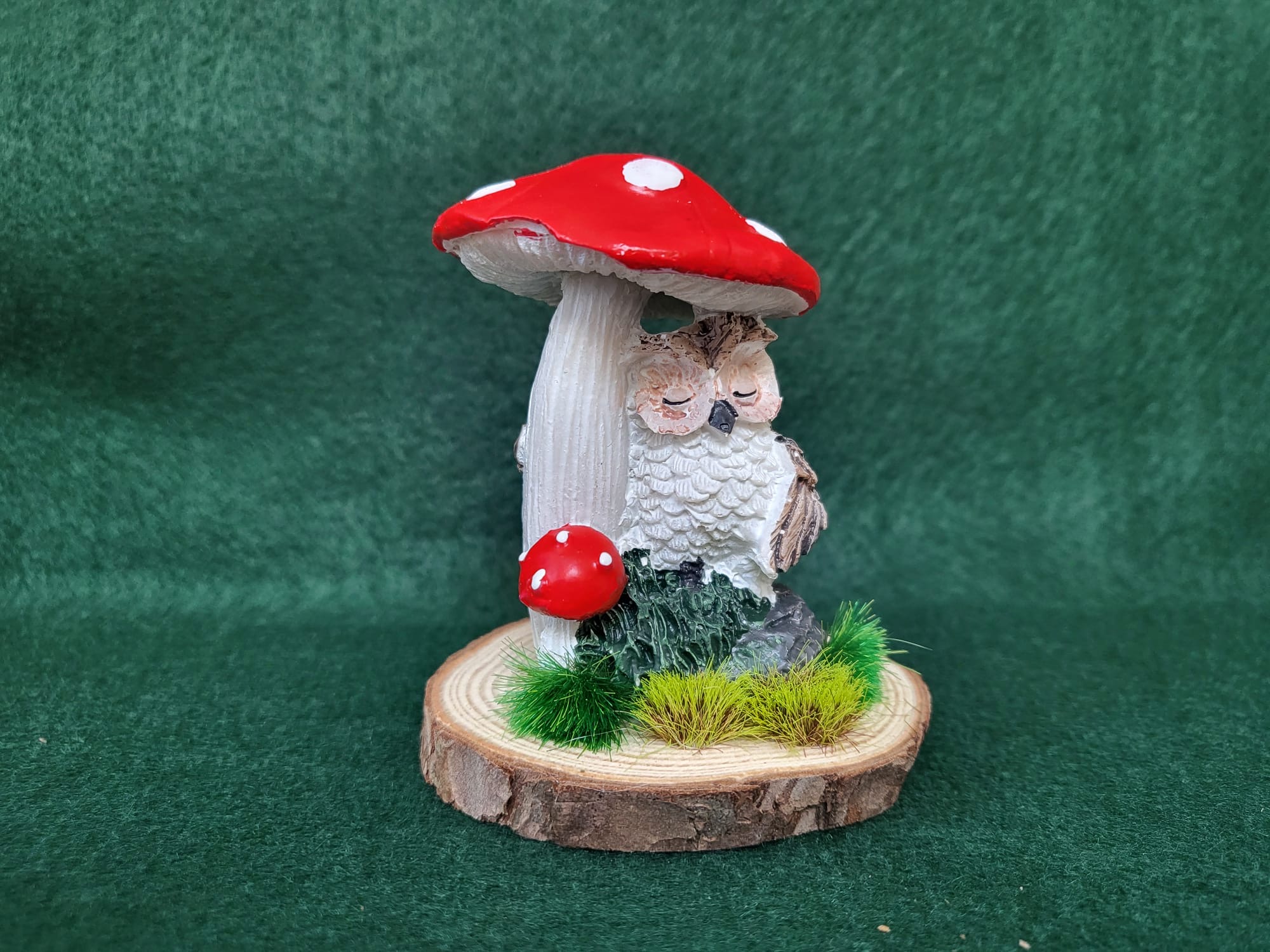 Mushroom Owl, wooden base