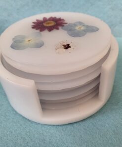 Round coaster set flowers